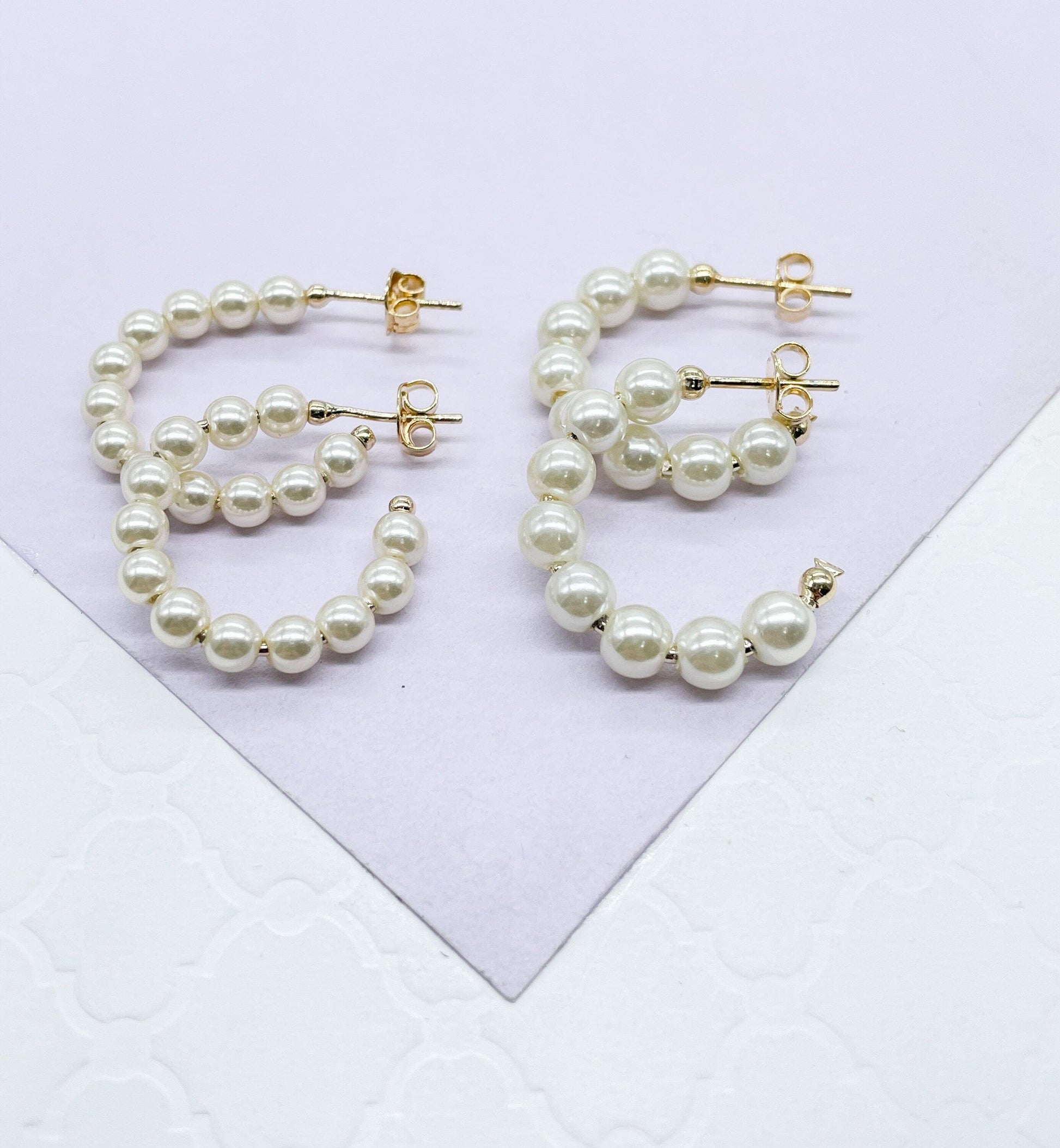 18k Gold Filled Open Plain Pearl Hoop
