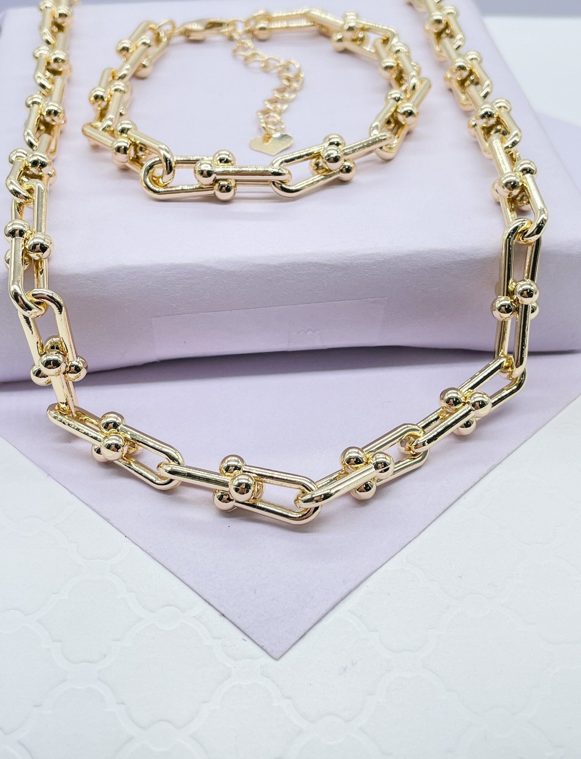 18k Gold Filled Bone Link Set