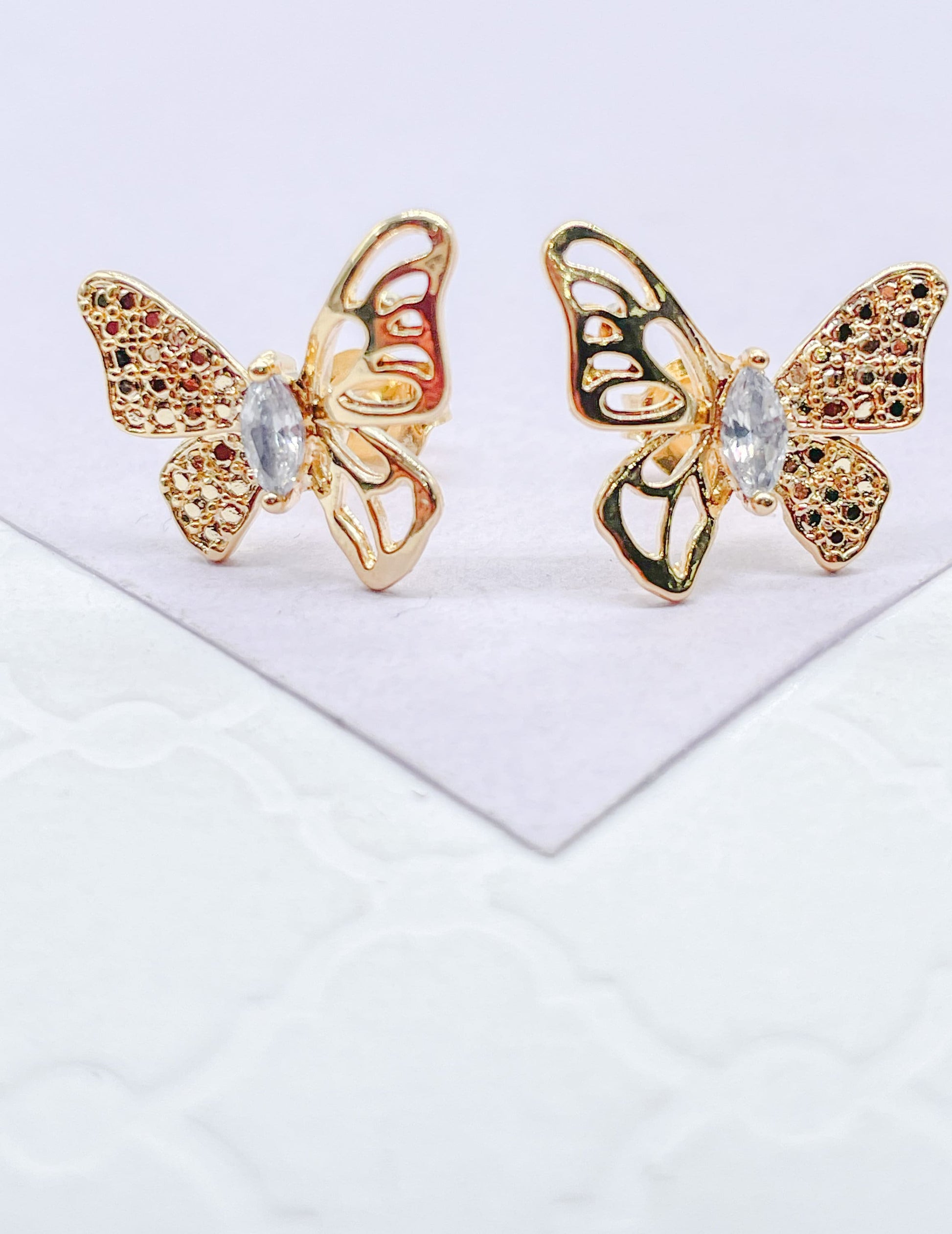 18k Gold Filled Dainty Butterfly Set