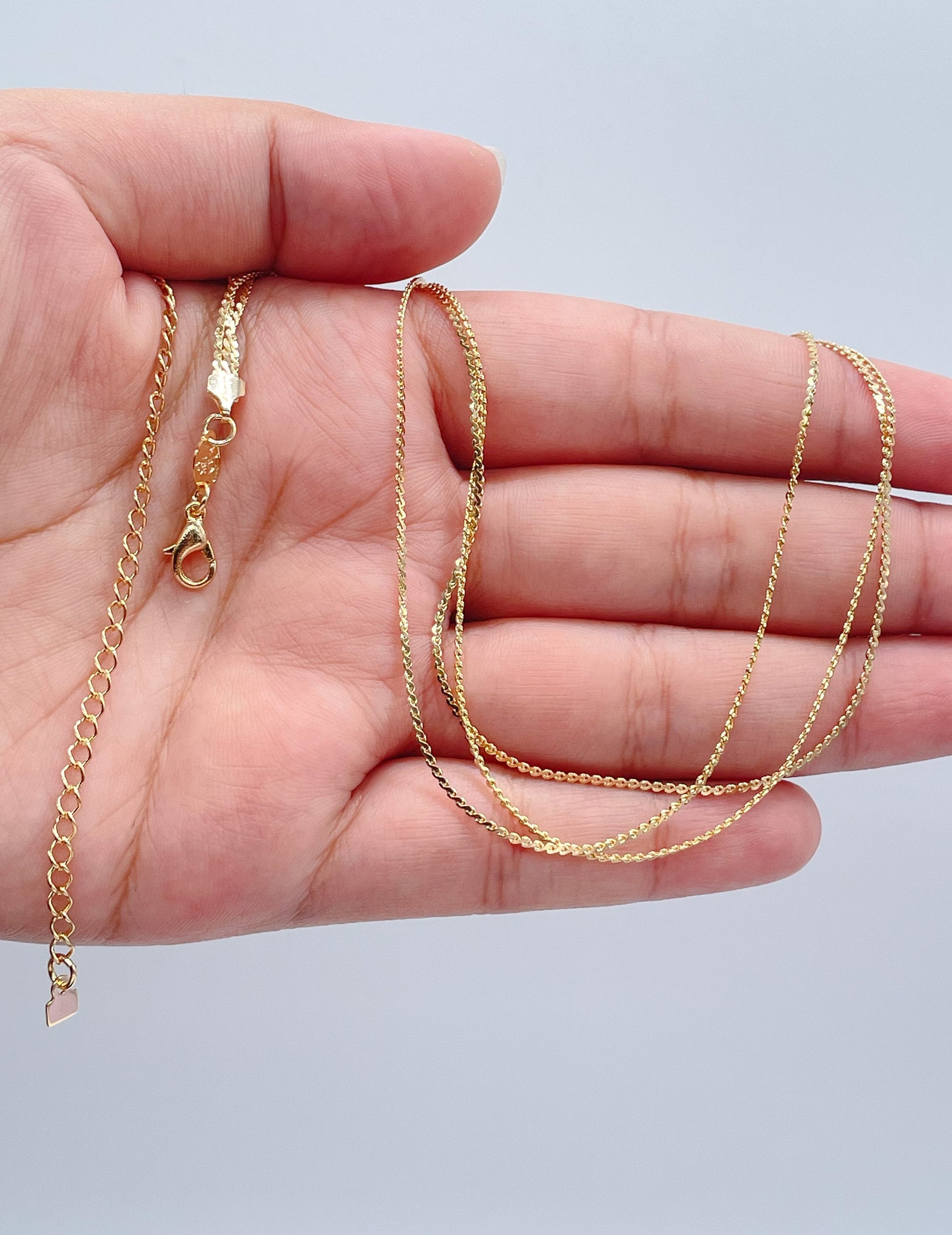 18k Gold Filled 3 In 1 Flat Snake Link Chain