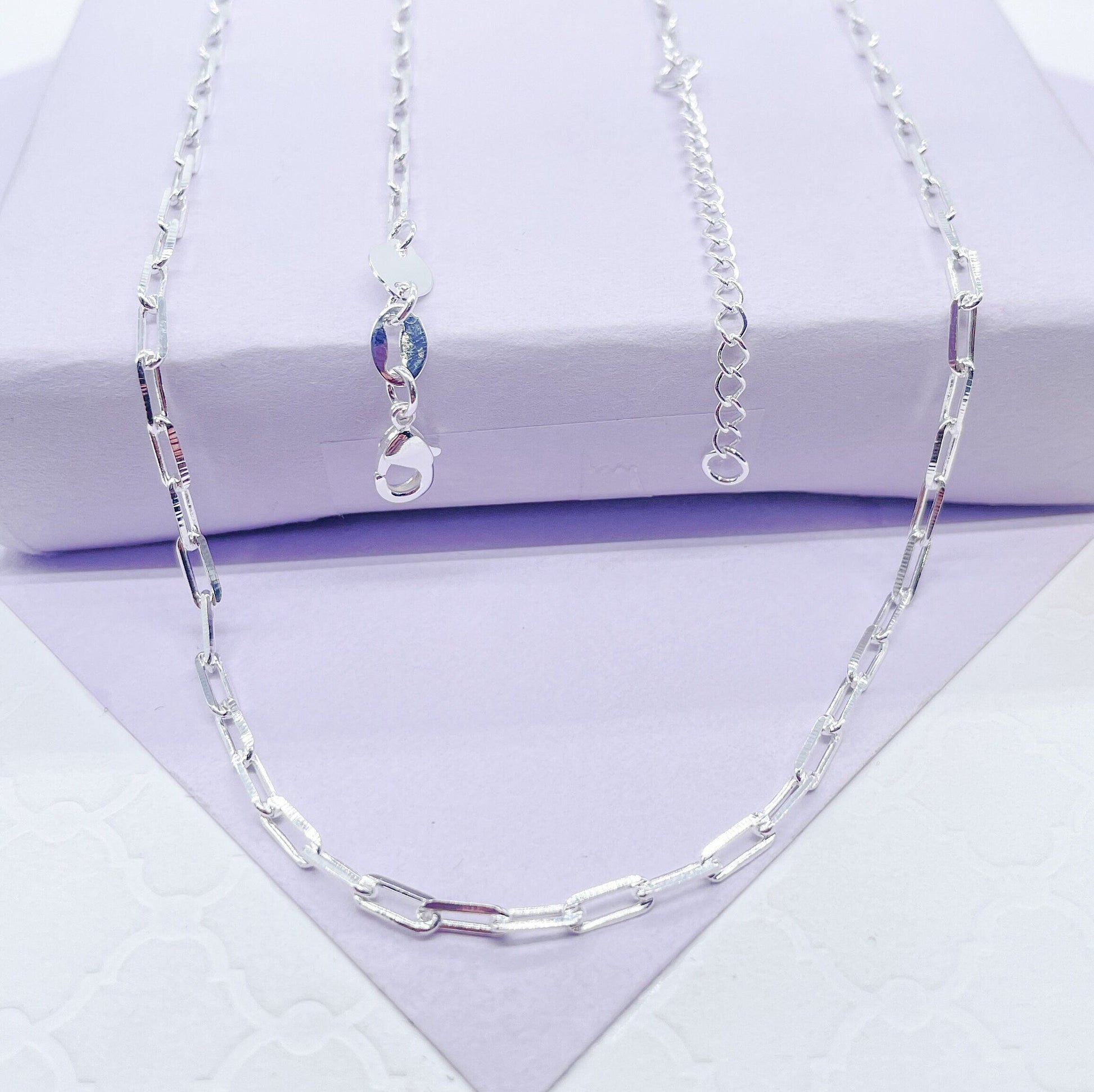 Silver Filled 16 Inch Paper Clip Chains Available in 3 Sizes