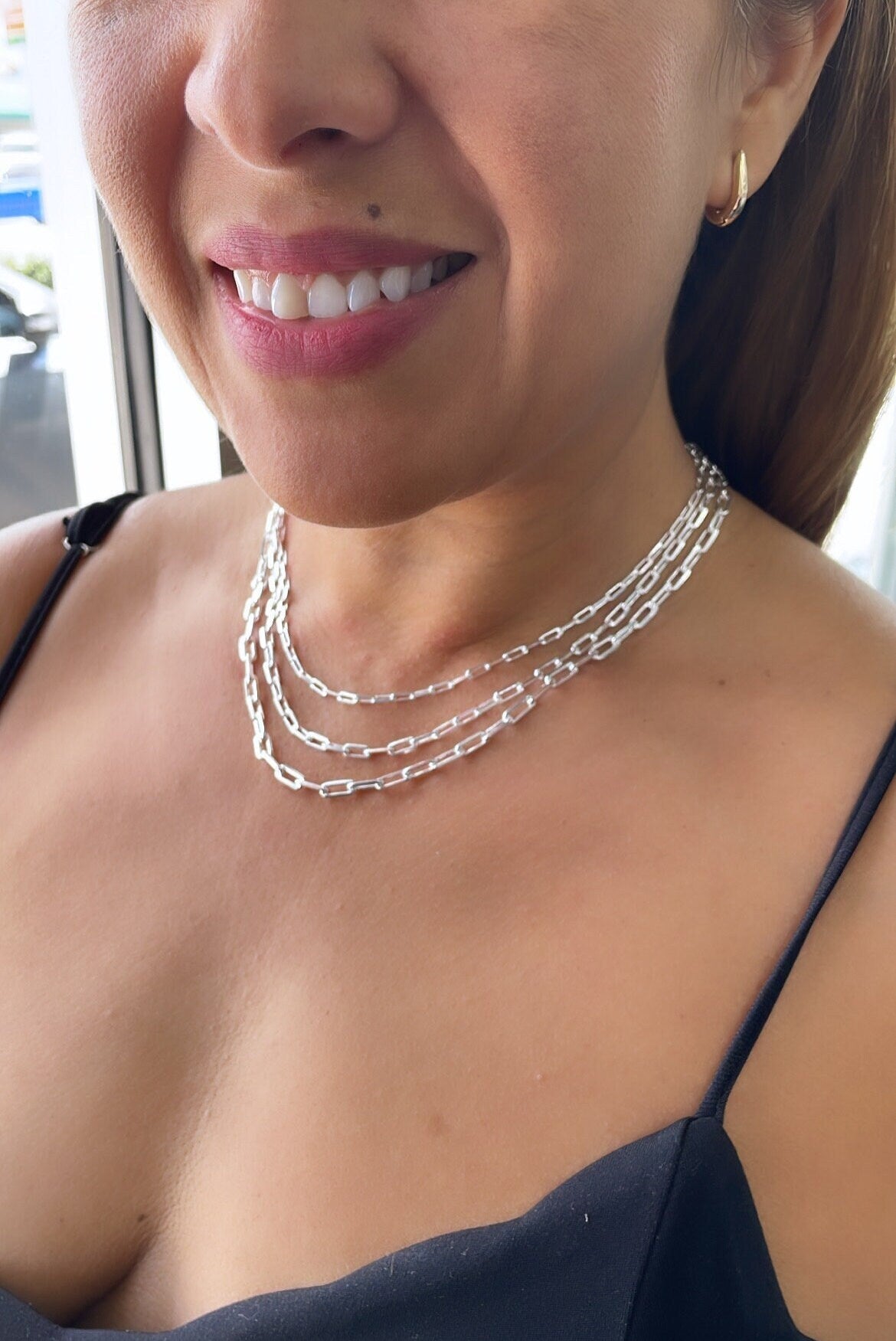 Silver Filled 16 Inch Paper Clip Chains Available in 3 Sizes