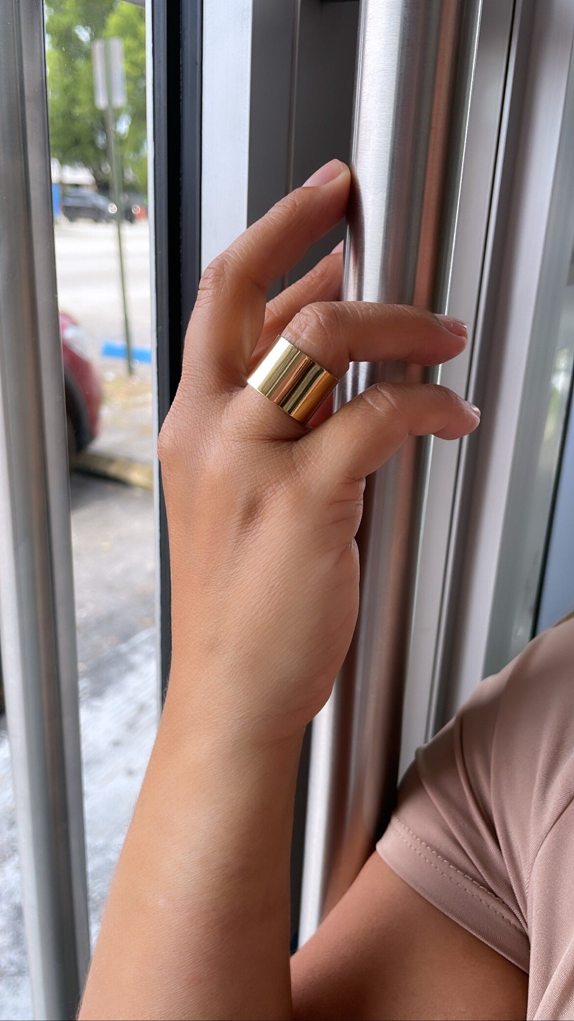 18k Gold Filled Plain Thin, Wide Adjustable Ring