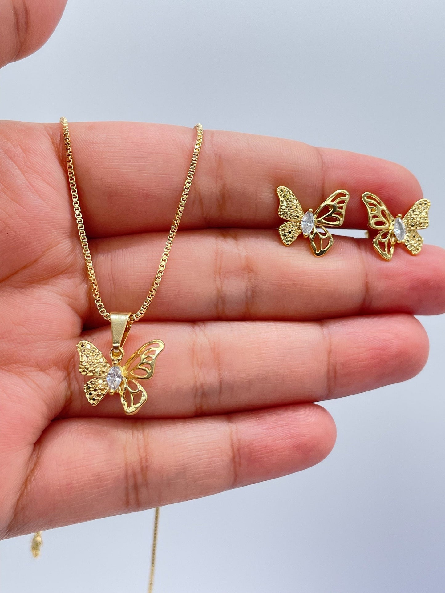 18k Gold Filled Dainty Butterfly Set