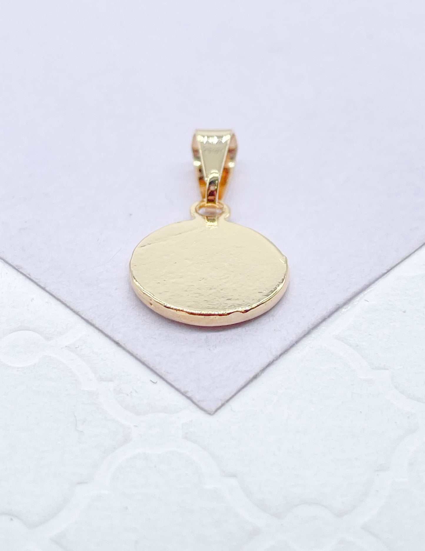 18k Gold Filled Mini Medallion Charm Pendant With engraved Angel