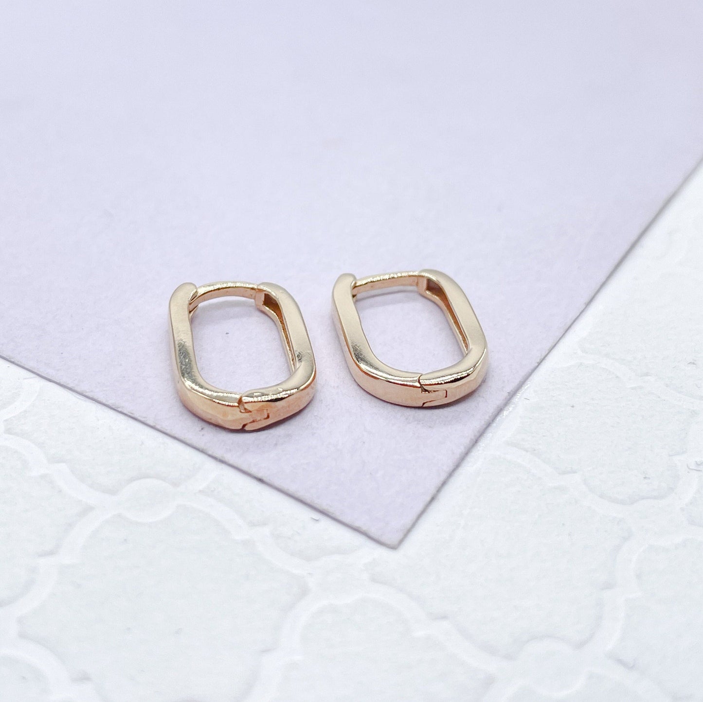 18k Gold Filled Thin Long Smooth Plain Earrings Paper Clip Link Hoops