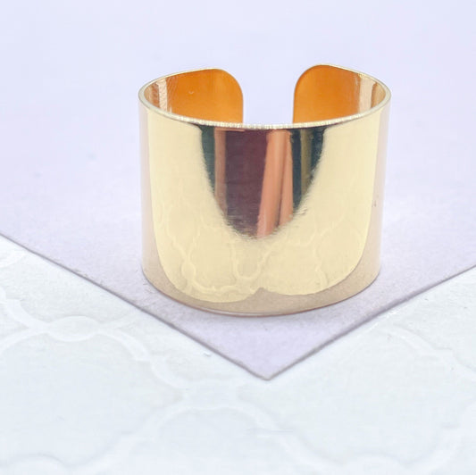 18k Gold Filled Plain Thin, Wide Adjustable Ring