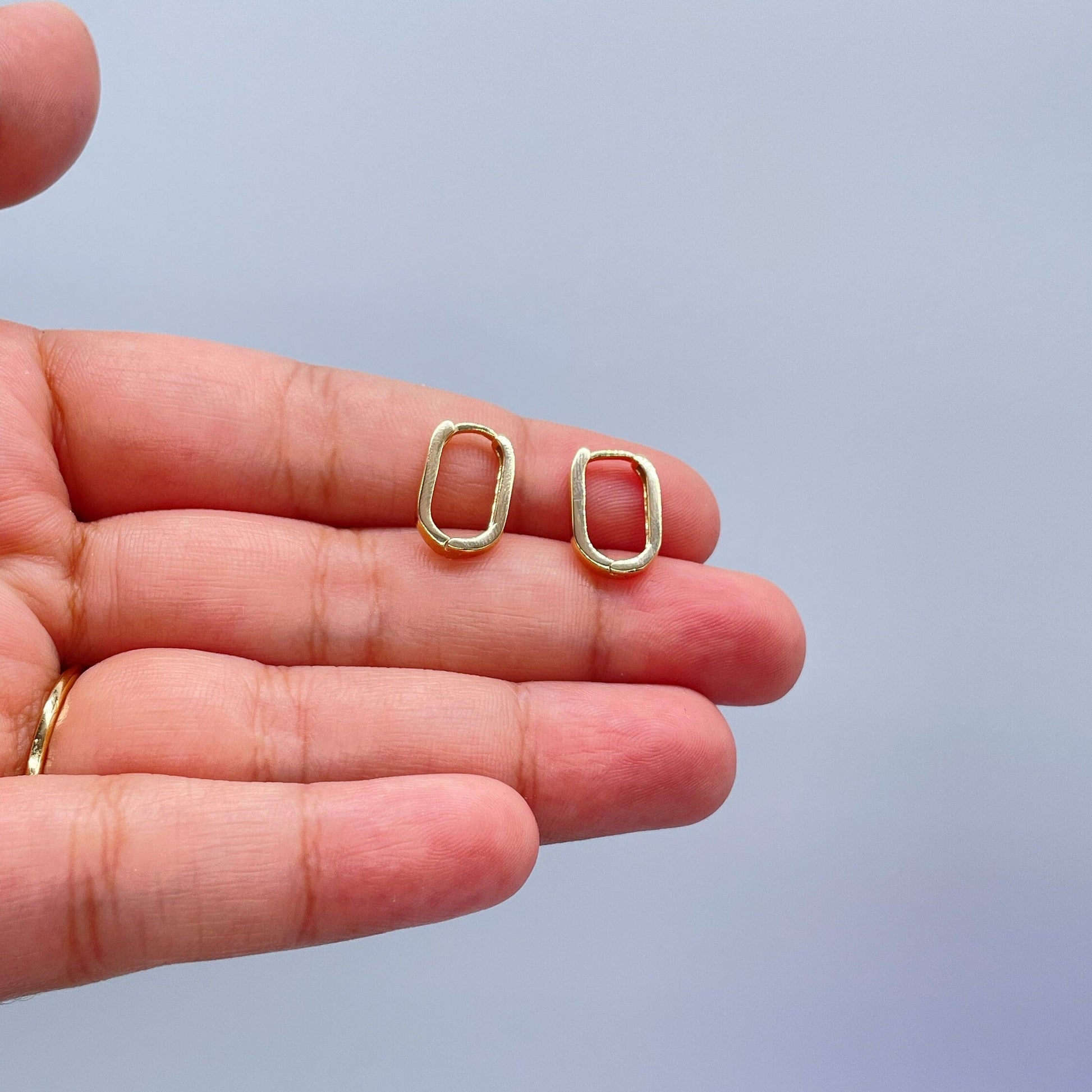 18k Gold Filled Thin Long Smooth Plain Earrings Paper Clip Link Hoops