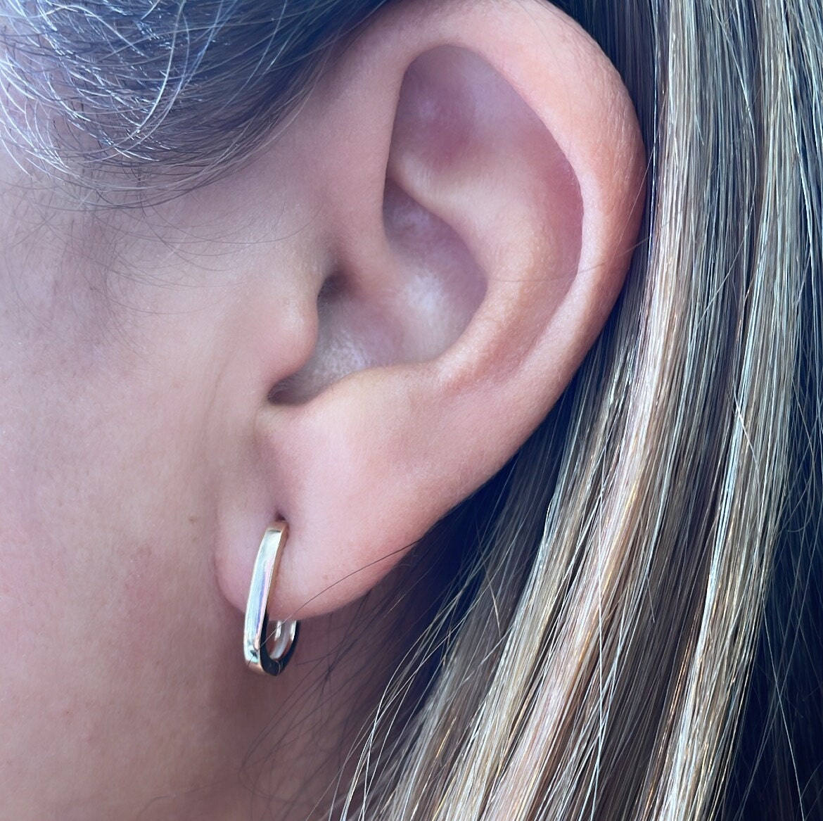 18k Gold Filled Thin Long Smooth Plain Earrings Paper Clip Link Hoops
