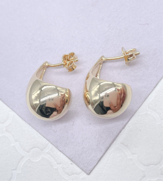 18k Gold Filled Chunky Smooth Tear Drop Earring