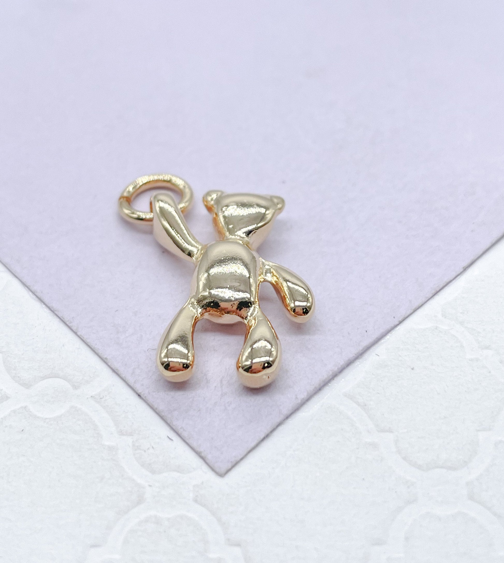 18k Gold Filled Plain Small Dainty Chubby Bear Pendant