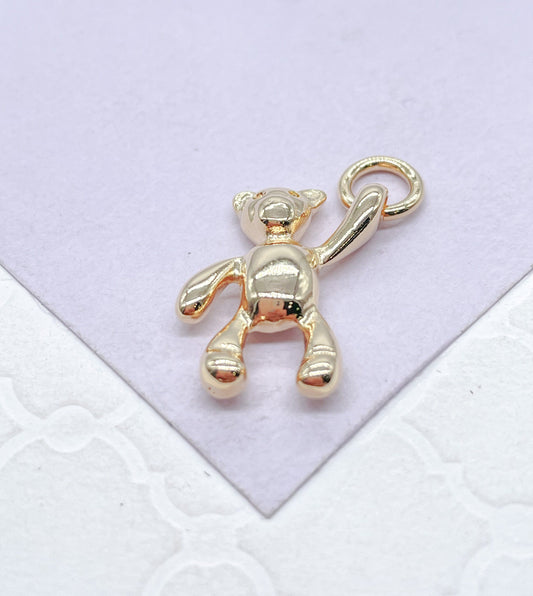 18k Gold Filled Plain Small Dainty Chubby Bear Pendant
