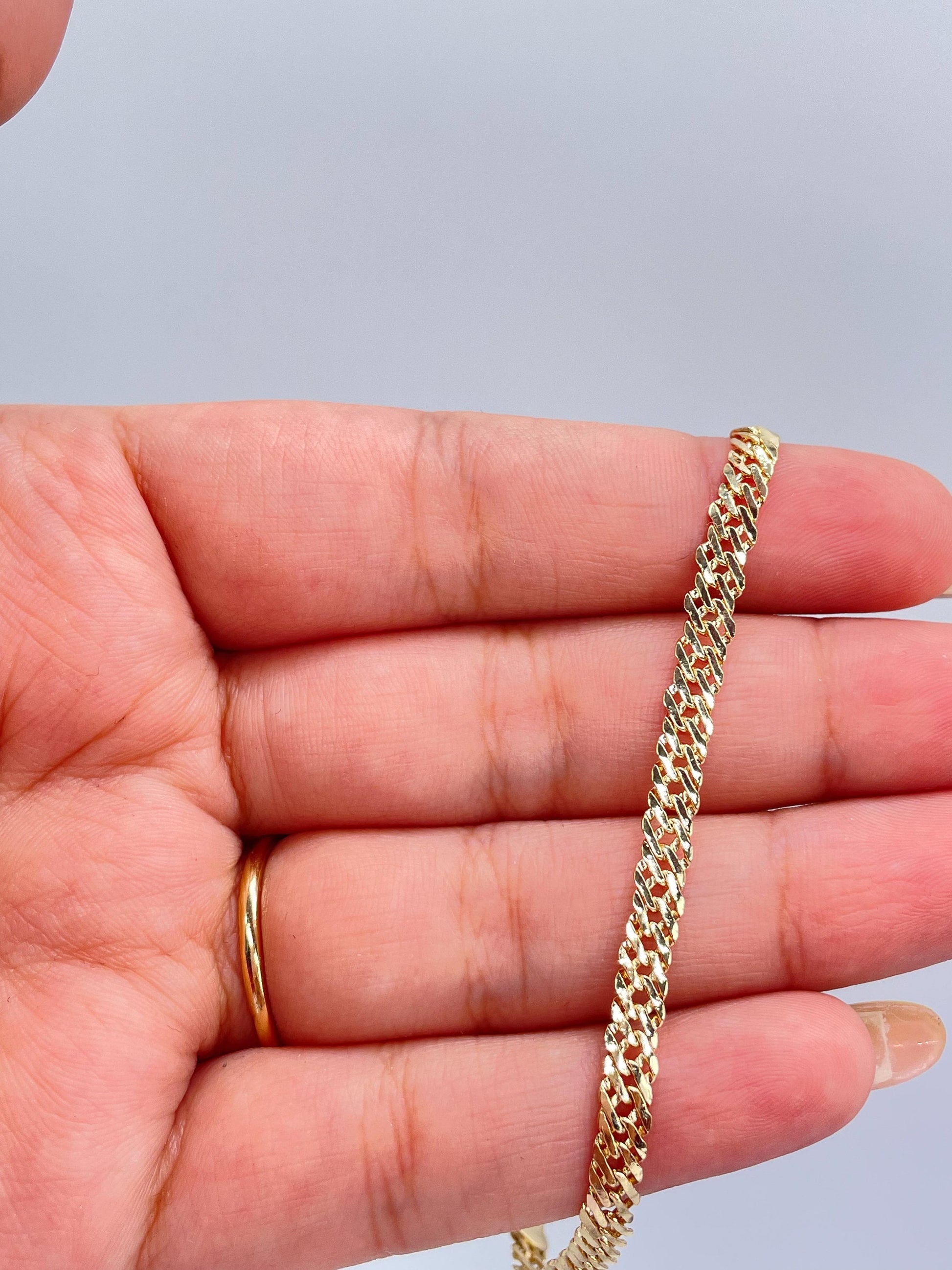 18k Gold Filled 4mm Unisex Smooth Double Cuban Link Bracelet