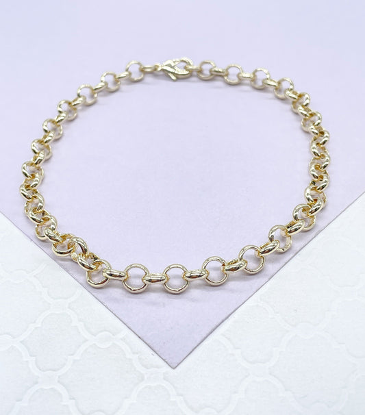 18k Gold Filled 4mm Dainty Rolo Chain and Bracelet