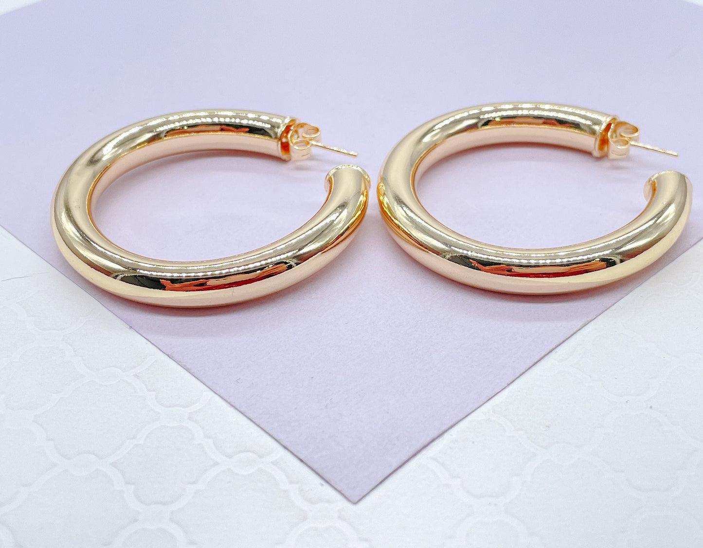 Thick 18k Gold Filled 7.5mm Smooth Open Hoops, Available in 2 Sizes