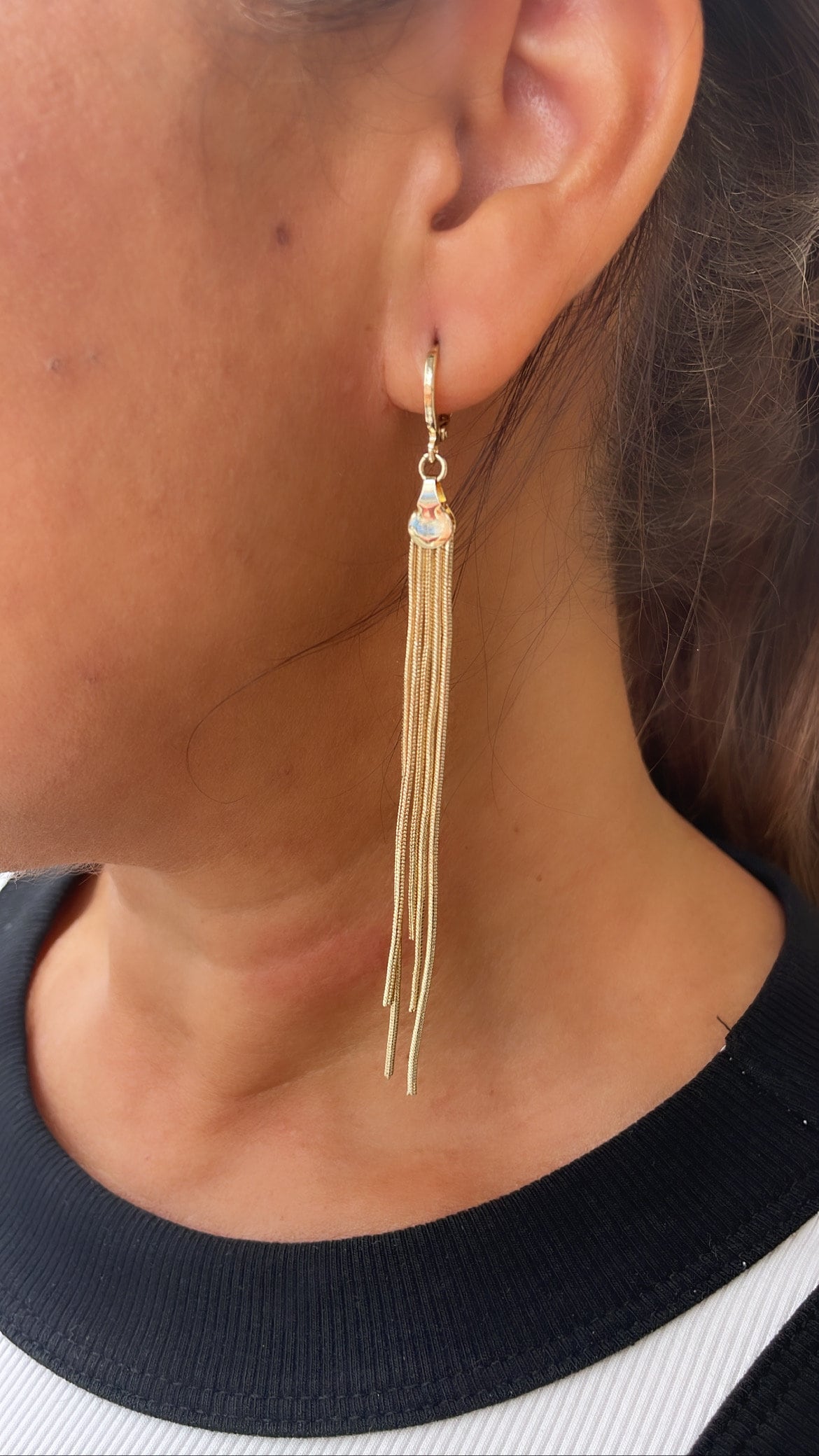 18k Gold Filled Dangling earring with Individual Cable Chain Links