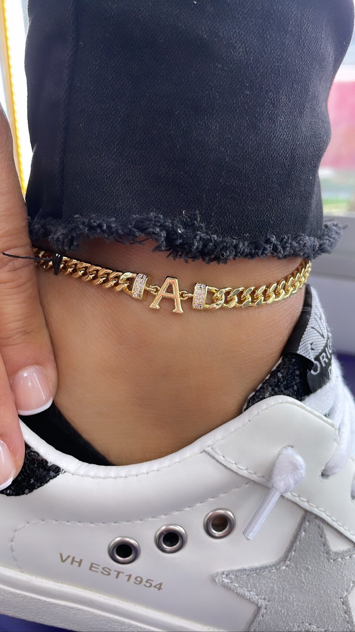 18k Gold Filled Miami Cuban Link Initial A & M Anklet