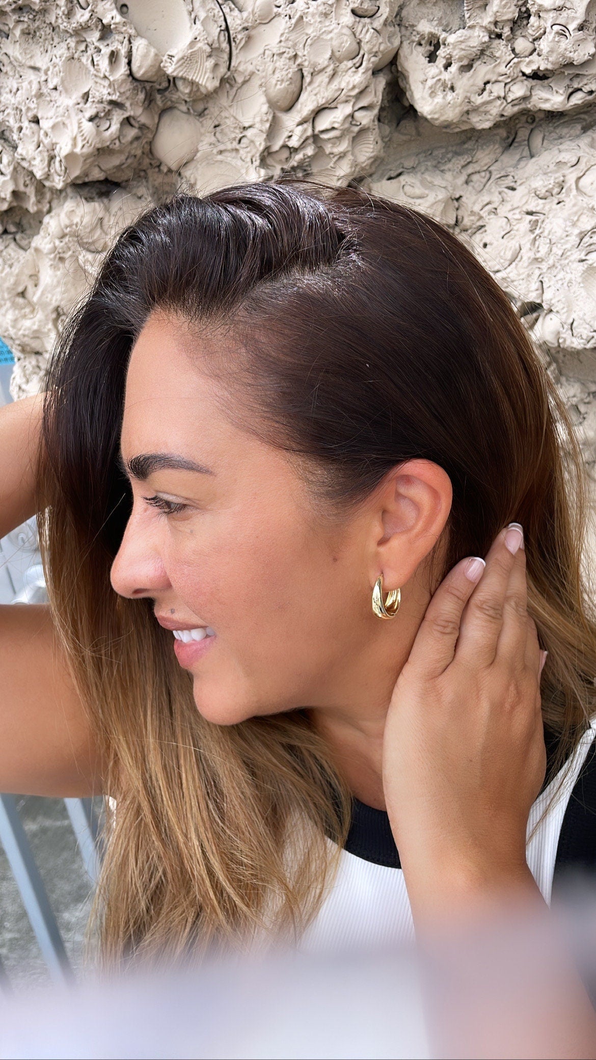 18k Gold Filled Oval Shape Smooth Plain Huggie Hoop Earring Available in 2 Sizes