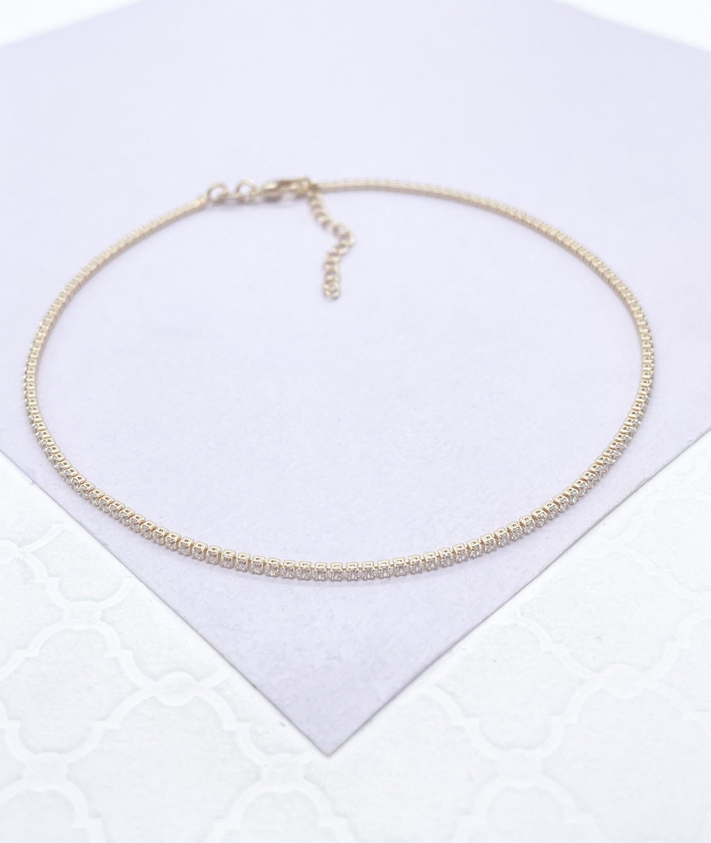 18k Gold Filled Dainty Ultra-Thin Tennis Chain Anklet, Summer Jewelry, Body Jewelry