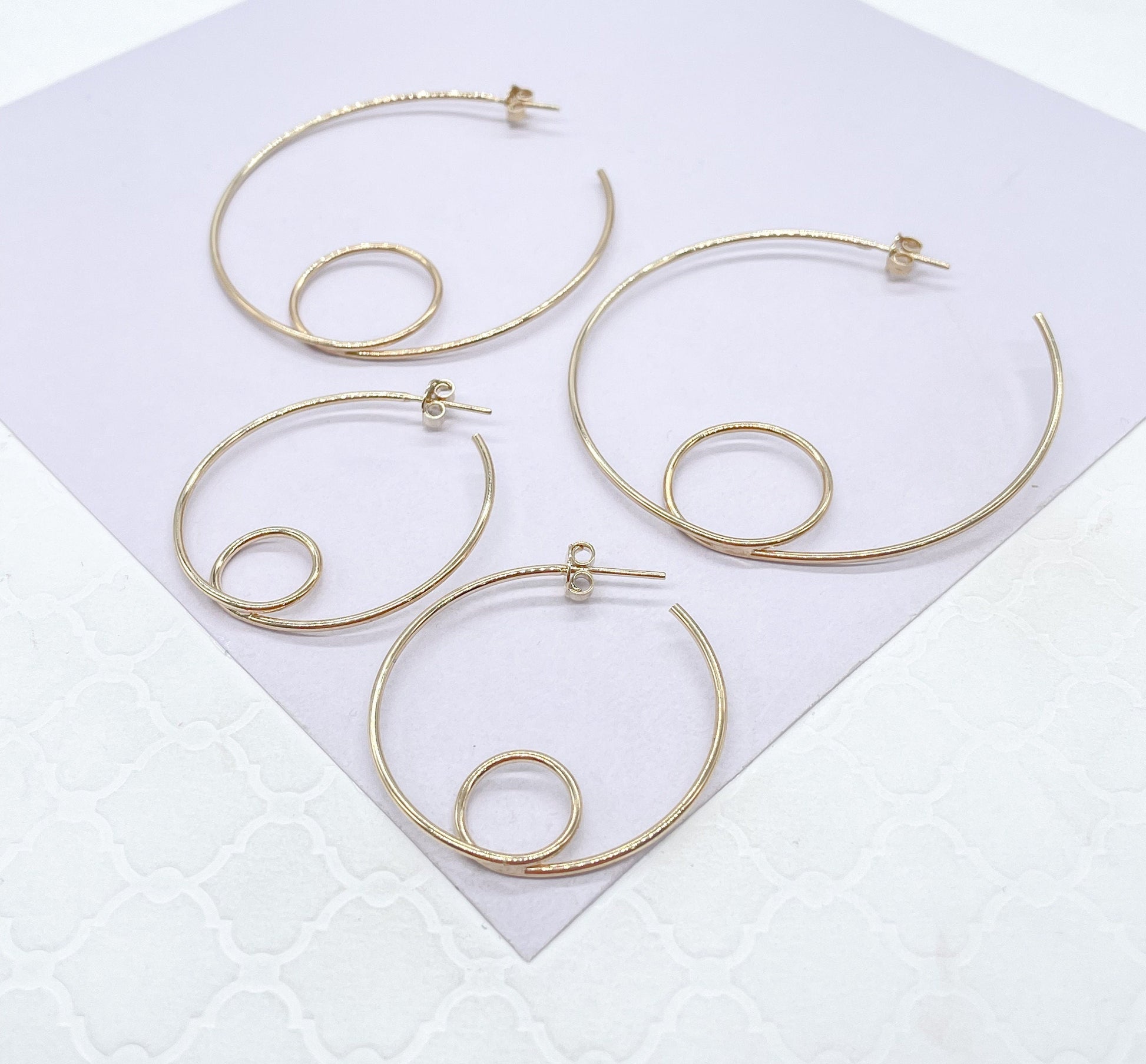 18k Gold Filled Wirework Loop Open Hoops Earrings