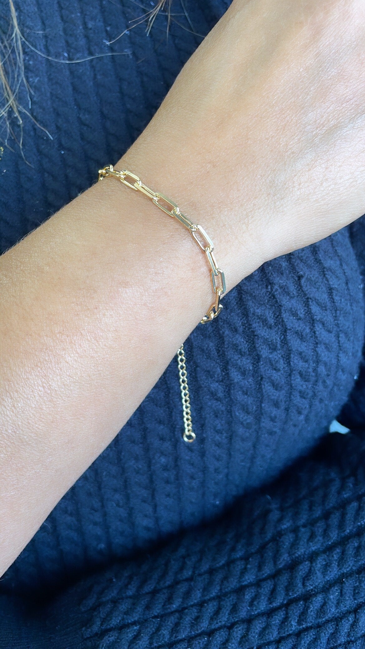 18k Gold Filled Dainty Smooth Paperclip Bracelet Availbe in 3 Sizes