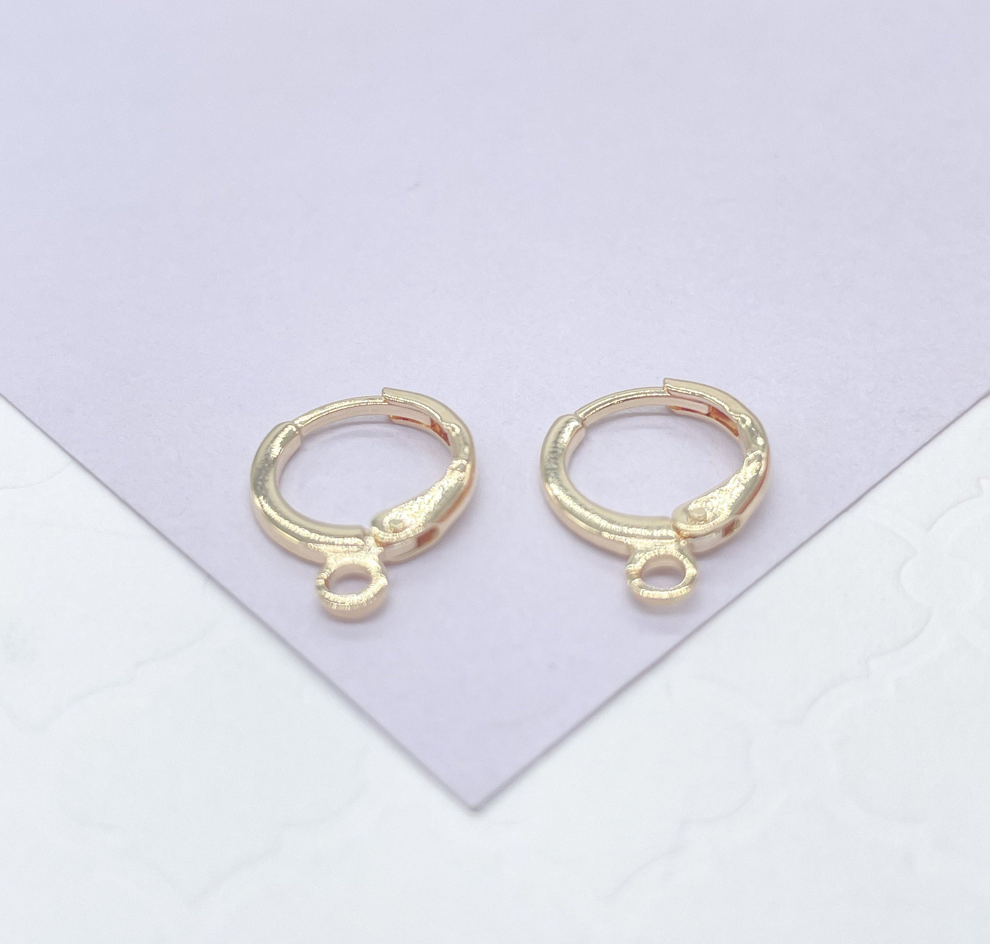 18k Gold Filled Plain Round Hoops Clasps