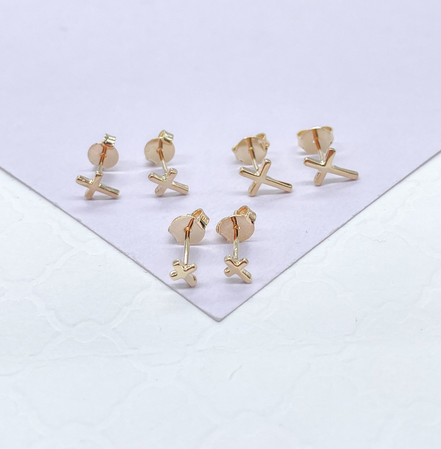 18k Gold Filled Plain Cross Stud Earrings, Cross Jewlery, Dainty Jewlery, Christian Jewlery