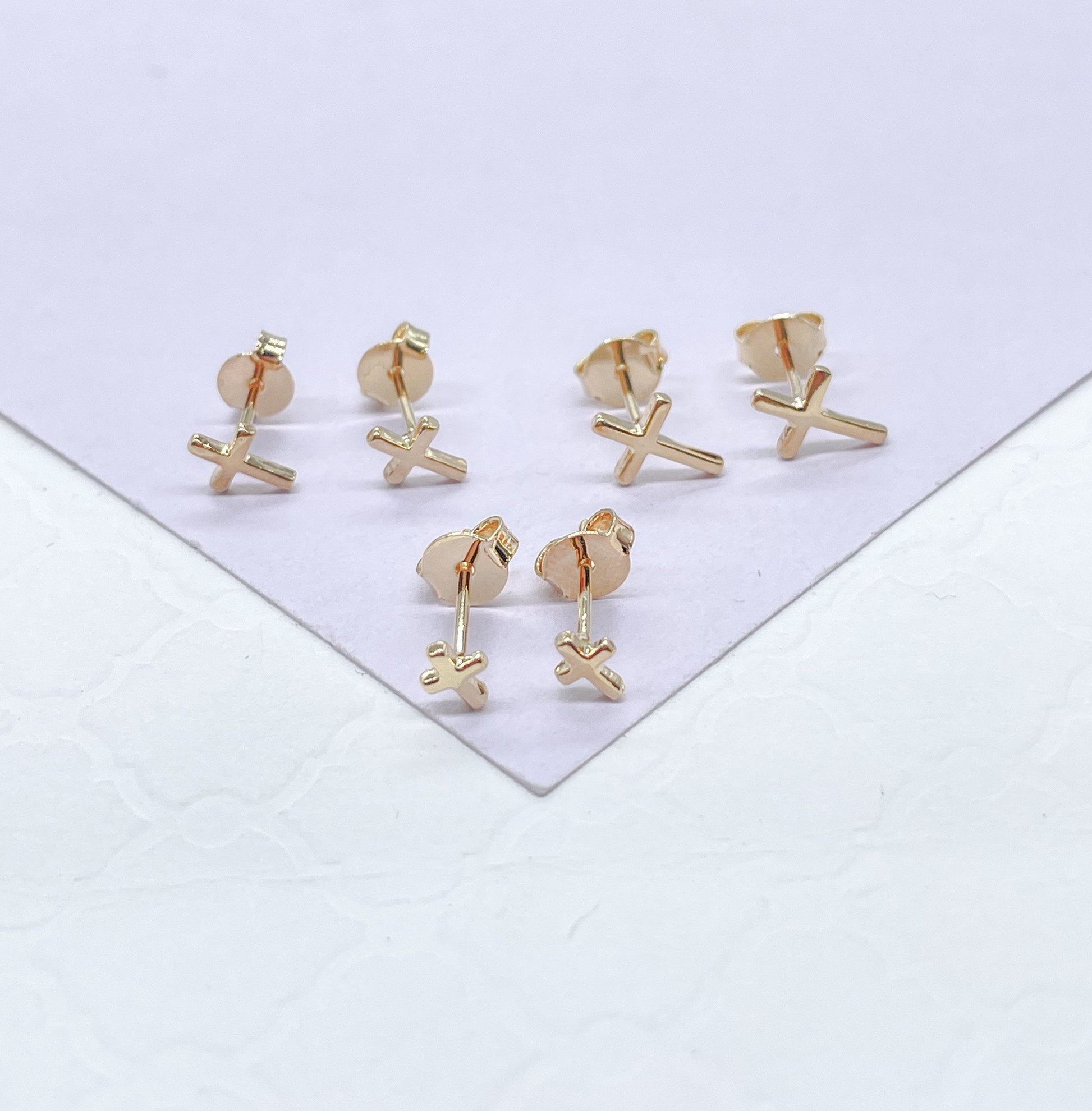 18k Gold Filled Plain Cross Stud Earrings, Cross Jewlery, Dainty Jewlery, Christian Jewlery