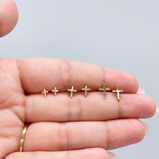 18k Gold Filled Plain Cross Stud Earrings, Cross Jewlery, Dainty Jewlery, Christian Jewlery