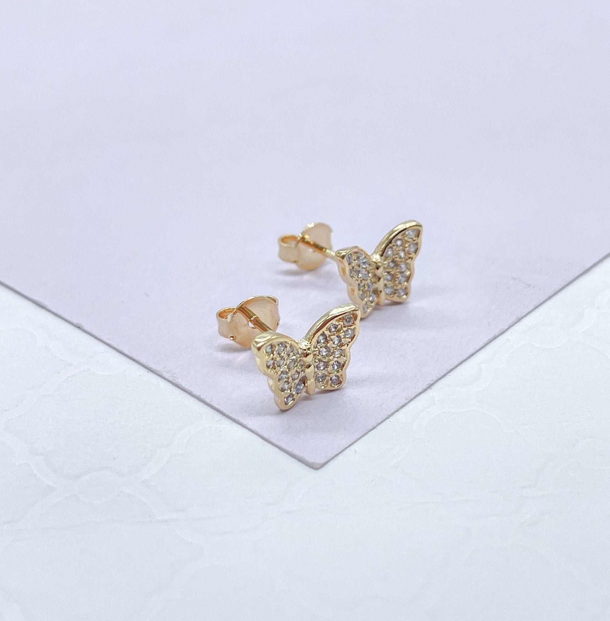 18k Gold Filled CZ Dainty Butterly Stud Earring, Dainty Butterflies, Butterfly Stud, Dainty Studs
