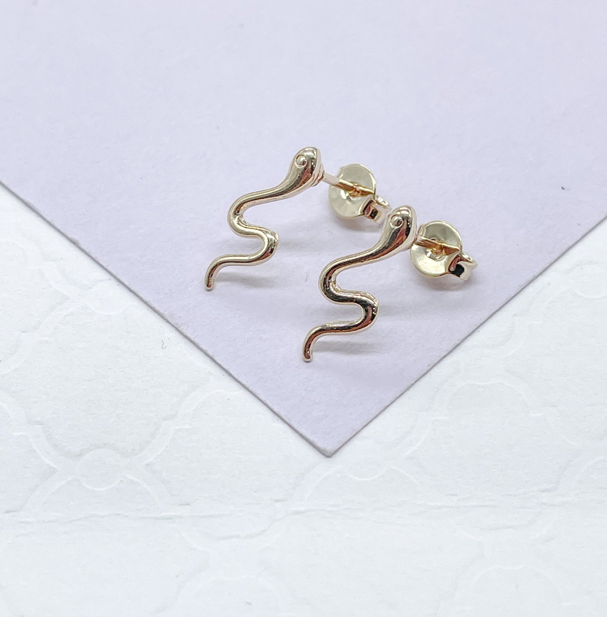 18k Gold Filled Plain Dainty Snake Stud Earring, Dainty Studs, Gold Studs, Snake Studs,