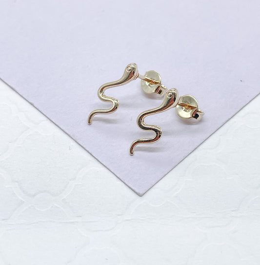 18k Gold Filled Plain Dainty Snake Stud Earring, Dainty Studs, Gold Studs, Snake Studs,