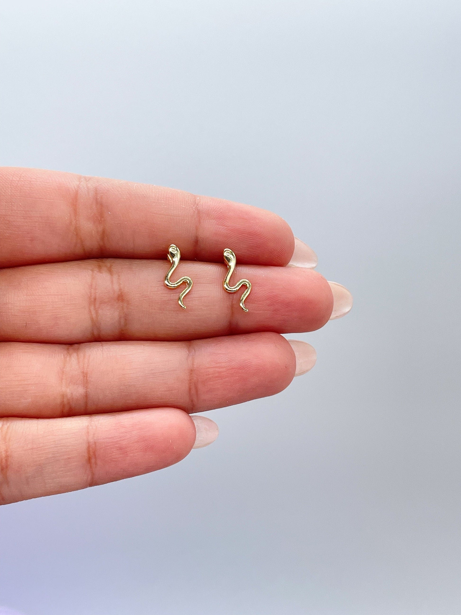 18k Gold Filled Plain Dainty Snake Stud Earring, Dainty Studs, Gold Studs, Snake Studs,