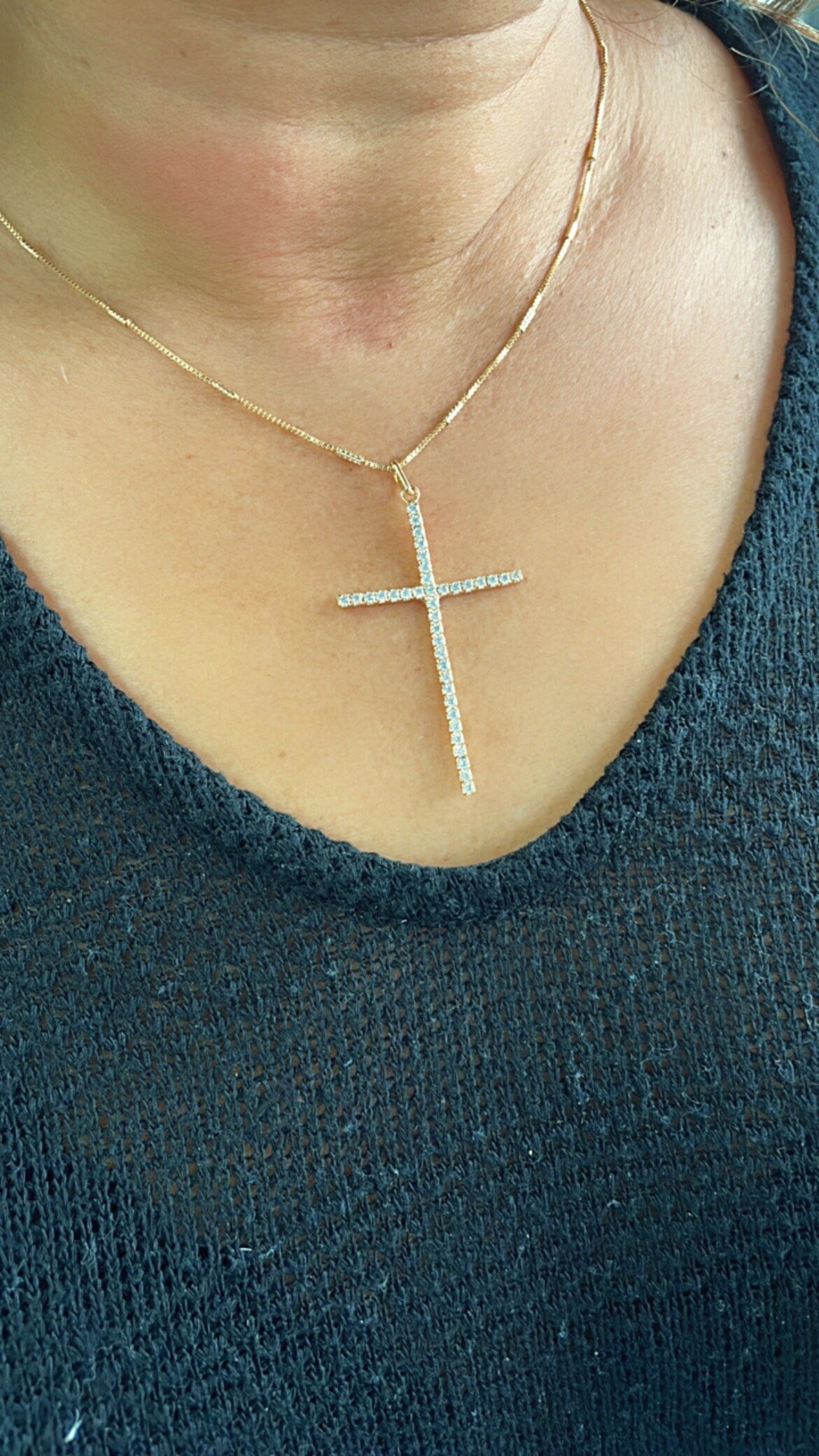 18k Gold Filled 1 Inch Tall Dainty Cross Pendant, Cross Jewlery, Cross Pendant, Religious Pendant