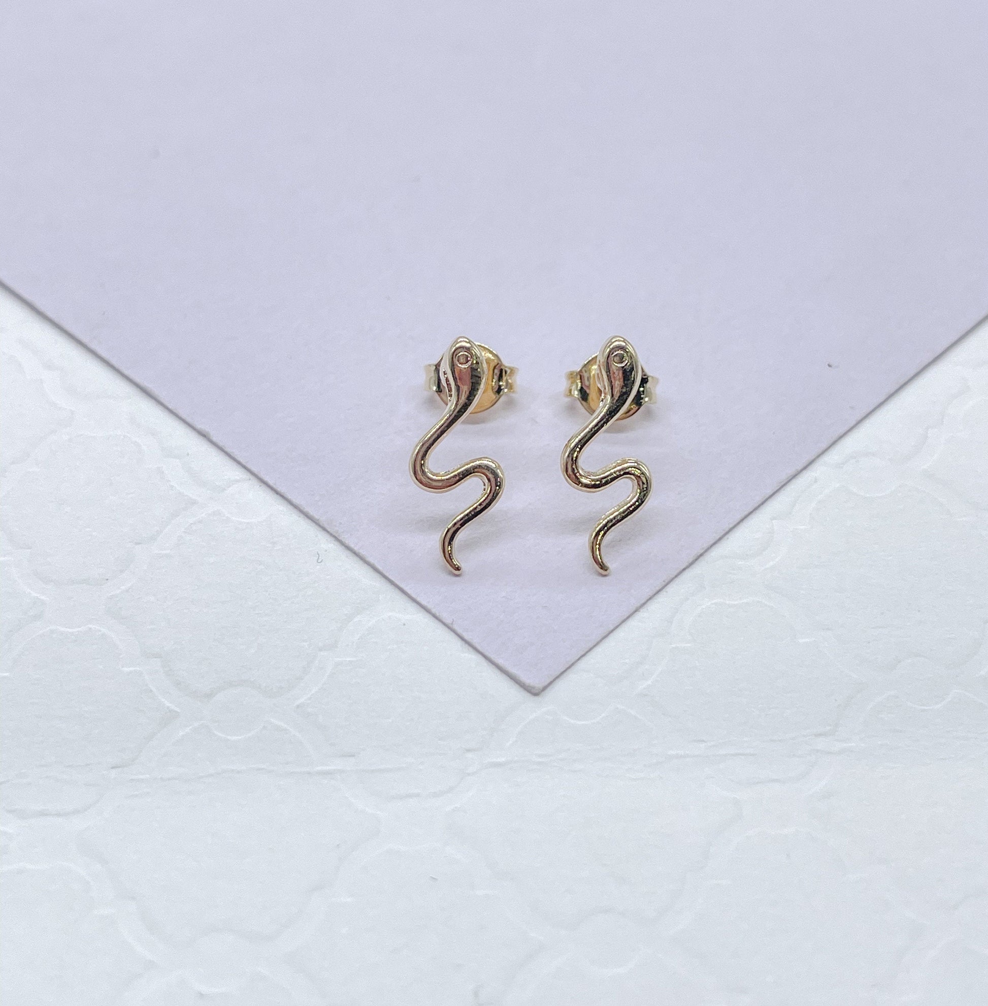 18k Gold Filled Plain Dainty Snake Stud Earring, Dainty Studs, Gold Studs, Snake Studs,