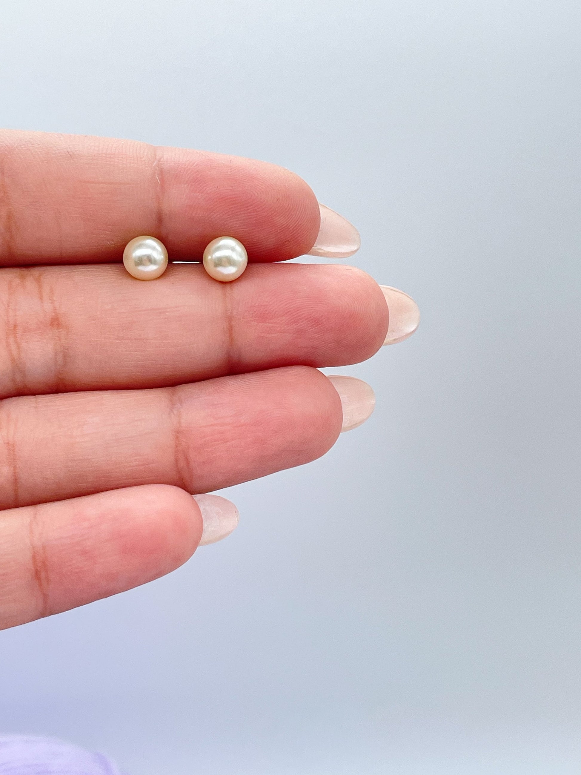 18k Gold Filled Plain Simulated Pearl Stud Earrings Jewelry Making Supplies, Dainty Studs, Small Stud, Pearl Jewlery