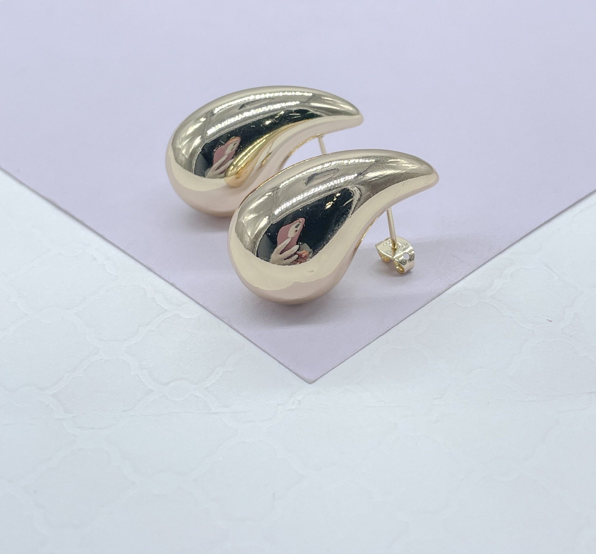18k Gold Filled Chunky Round Smooth Chunk XL Tear Drop Earring