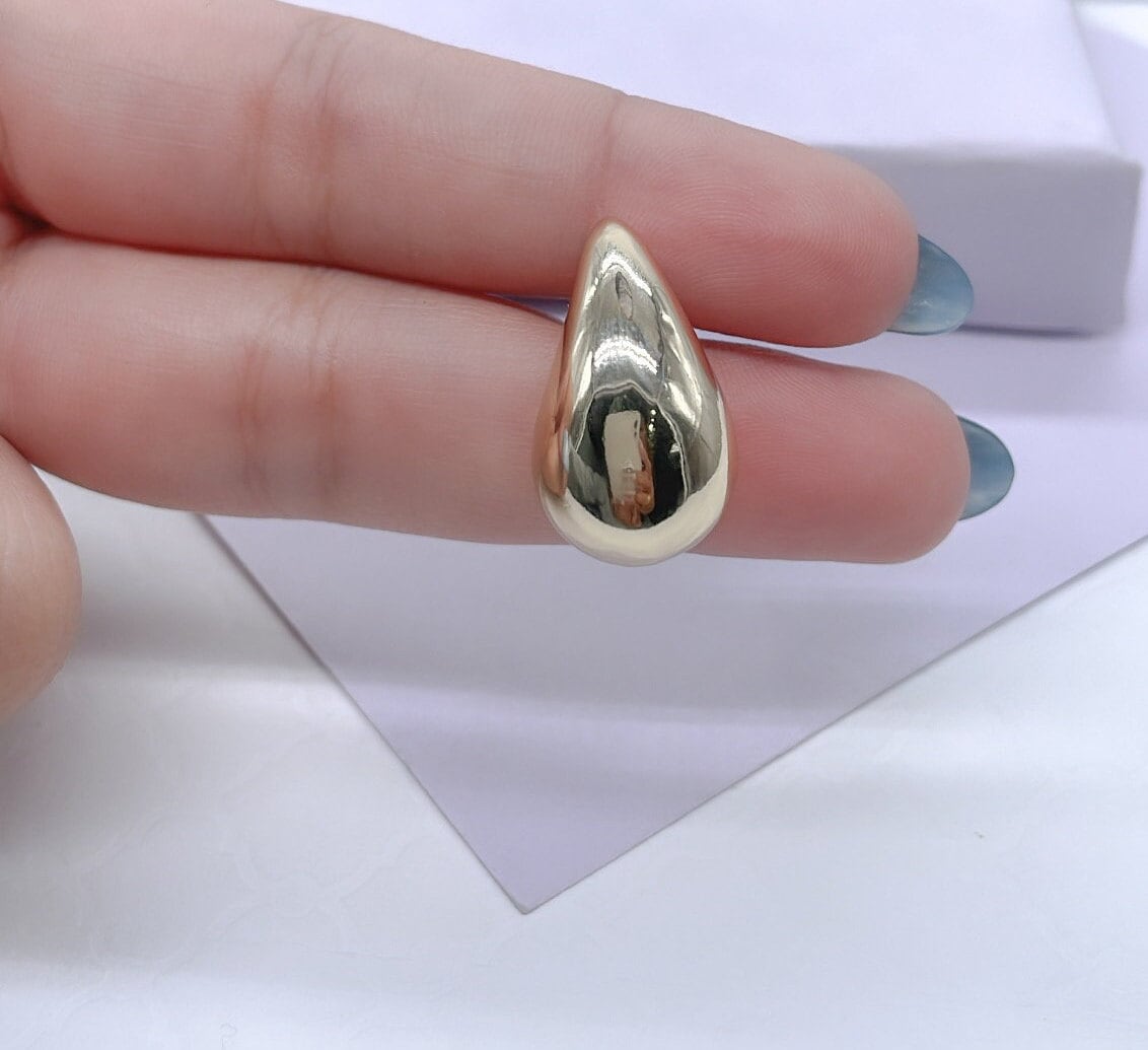 18k Gold Filled Chunky Round Smooth Chunk XL Tear Drop Earring
