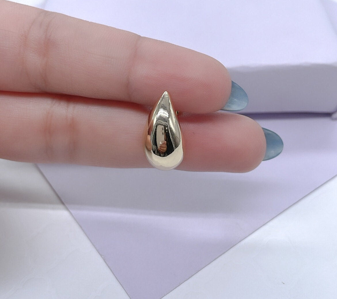 18k Gold Filled Chunky Round Smooth Chunk XL Tear Drop Earring