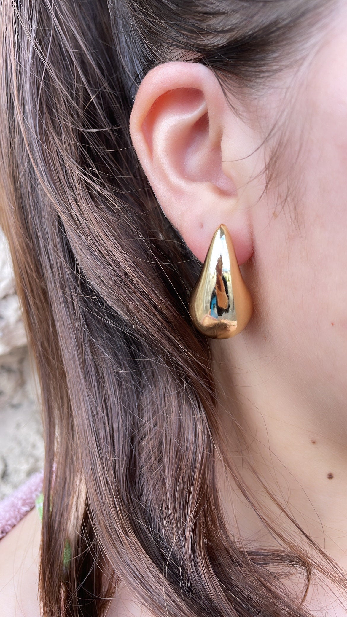 18k Gold Filled Chunky Round Smooth Chunk XL Tear Drop Earring