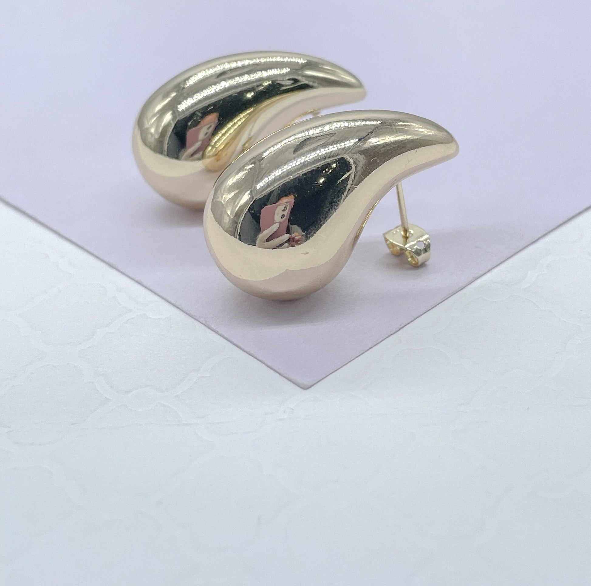 18k Gold Filled Chunky Round Smooth Chunk XL Tear Drop Earring