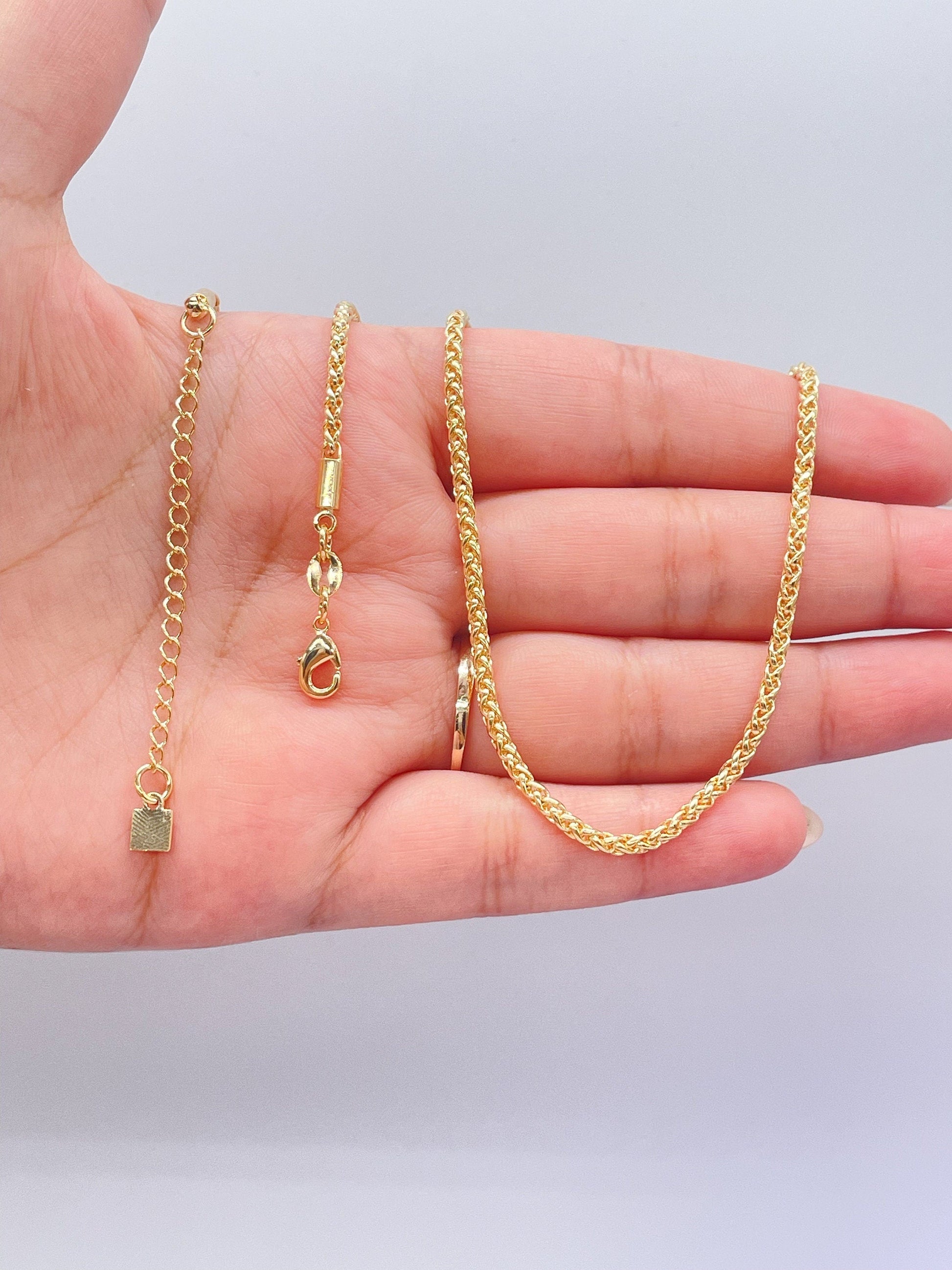 18K Gold Filled 2mm Wheat Link Tube ,Daily Jewlery, Dainty Necklace,