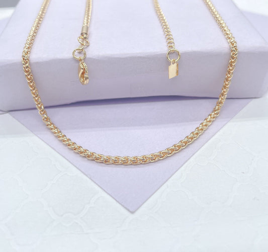 18K Gold Filled 2mm Wheat Link Tube ,Daily Jewlery, Dainty Necklace,