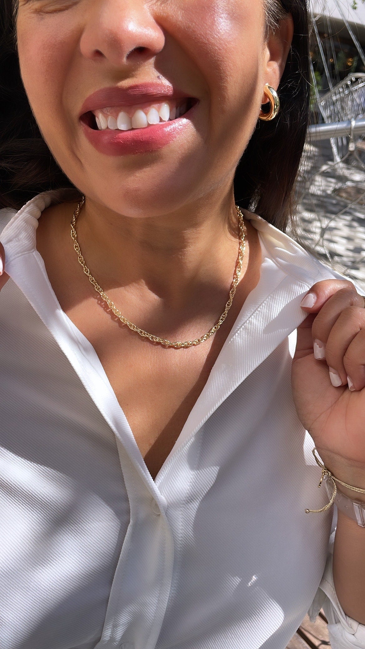 18k Gold Filled, Puffy Dainty Wheat Chain Choker, Dainty Necklace, Statement Necklace