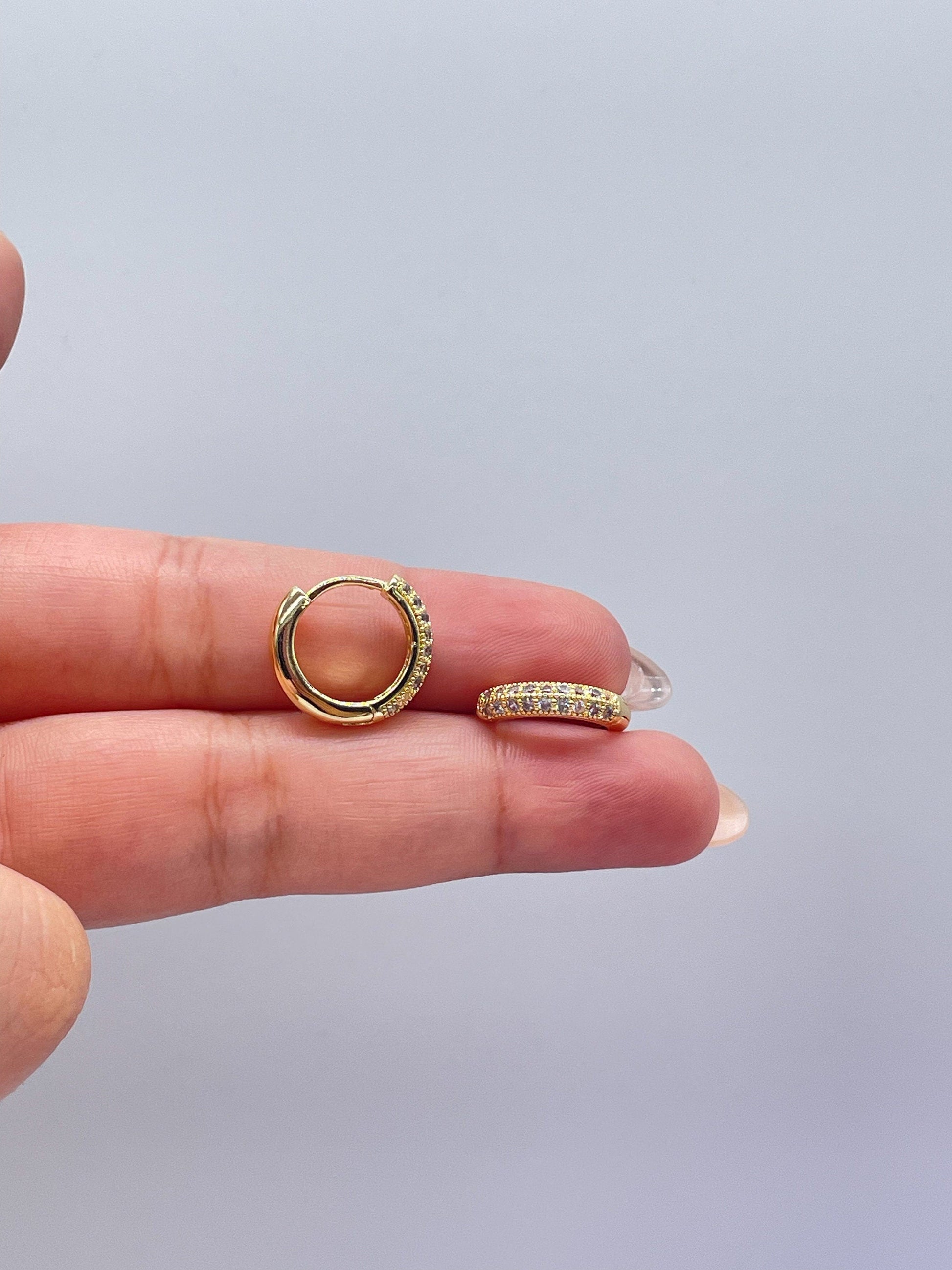 18k Gold Filled Small Huggie with Micro CZ, Gift for Her, Wedding Gift, Dainty Hoops, Dainty Earrings, Kids Earrings,