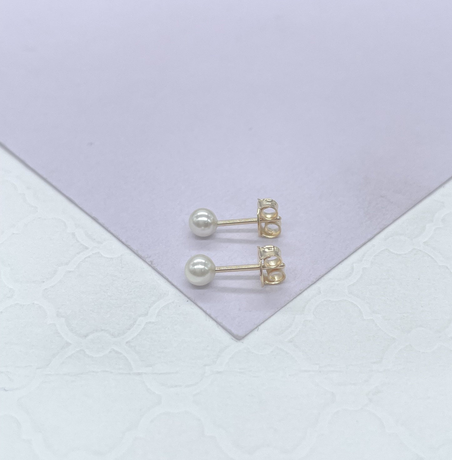 18k Gold Filled Baby Simulated Pearl Stud Earrings Jewelry Making Supplies, Dainty Studs, Small Stud, Pearl Jewlery