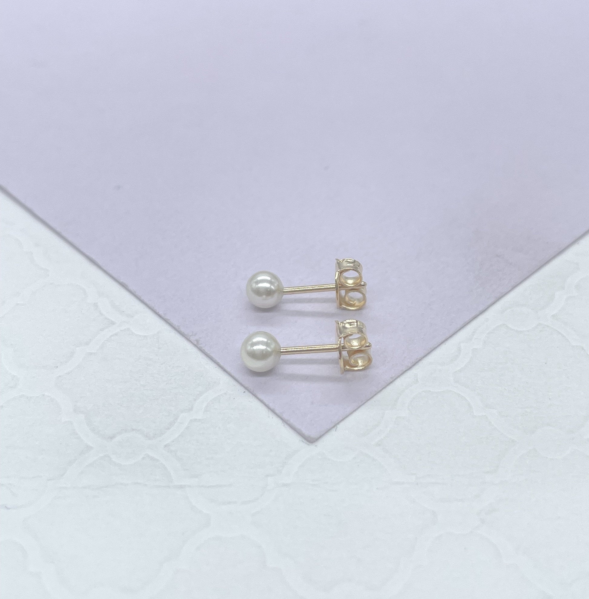 18k Gold Filled Baby Simulated Pearl Stud Earrings Jewelry Making Supplies, Dainty Studs, Small Stud, Pearl Jewlery