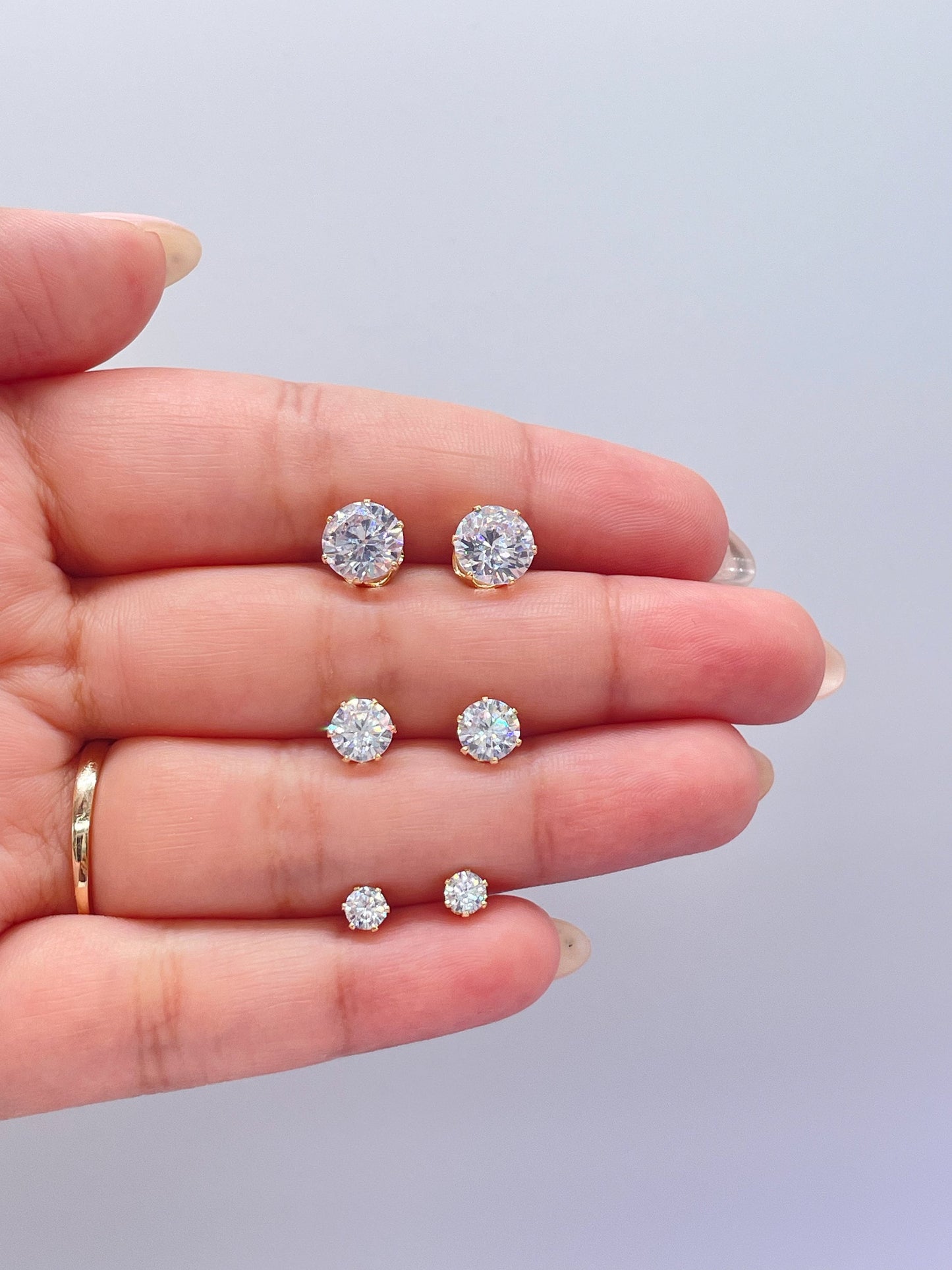 18k Gold Filled Plain CZ Round Studs, Available in 3 Sizes, Dainty Jewlery, For Her, Dainty Studs, Boy Studs, Birthday Present