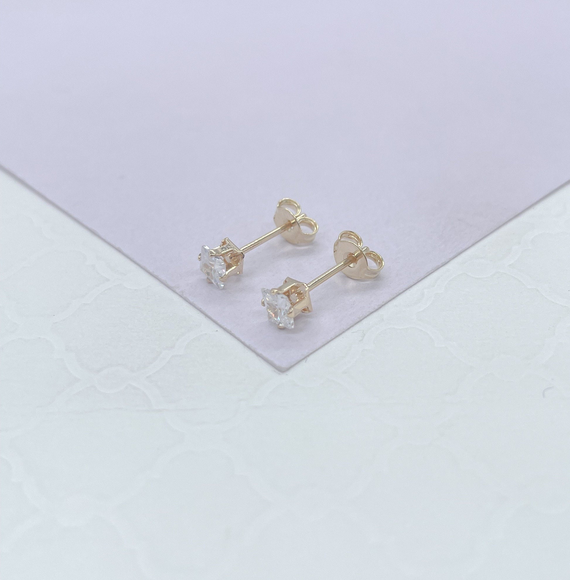 18k Gold Filled Cubic Zirconia Square Stud Earrings, Princess Cut Square Studs, Diamond Cut studs, Stud Earrings, Dainty Studs