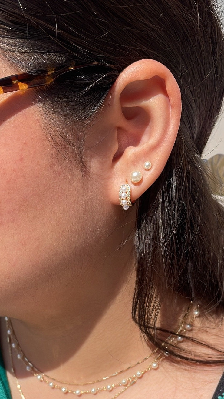 18k Gold Filled Baby Simulated Pearl Stud Earrings Jewelry Making Supplies, Dainty Studs, Small Stud, Pearl Jewlery